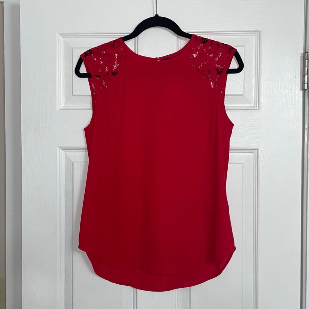 J.Crew Red Sleeveless Blouse with Lace Detail - Size 4